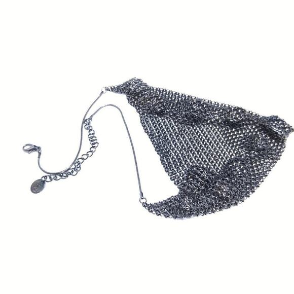 Chico's Gunmetal Gray Large Rhinestone Mesh Necklace, 19 Inches - Picture 7 of 8